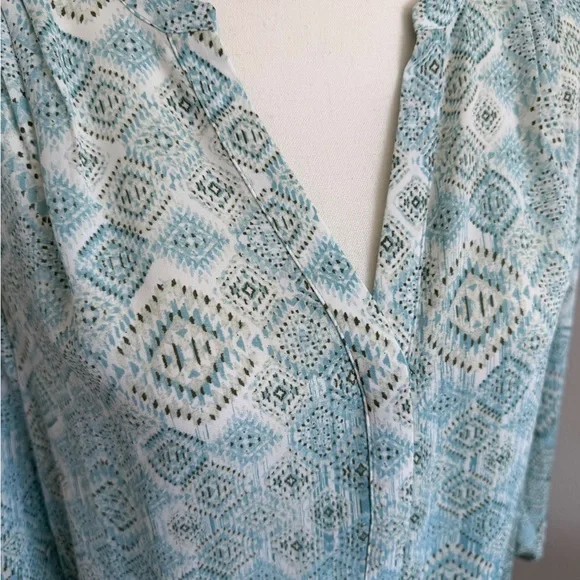 NYDJ Aqua Geometric Blouse - Picture 2 of 6